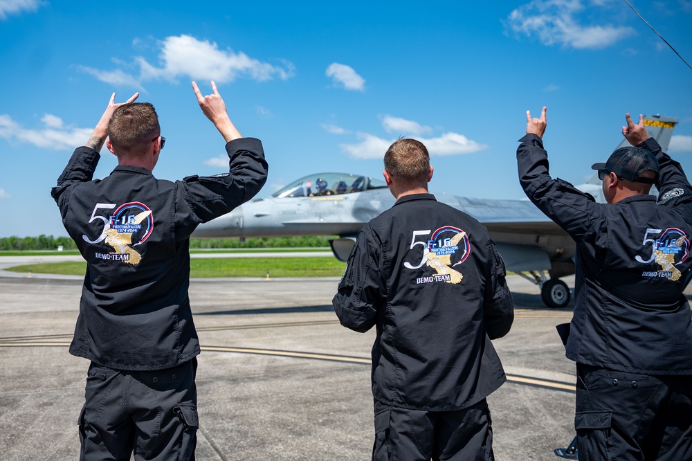 The F-16 Viper Demonstration Team perform at the New Orleans Air Show