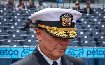 Vadm. Cheever Throws Ceremonial First Pitch at San Diego Padres vs San Francisco Giants Game
