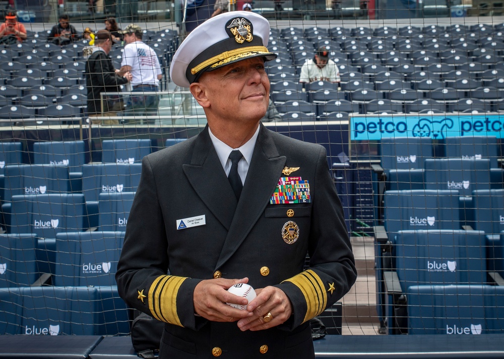 Vadm. Cheever Throws Ceremonial First Pitch at San Diego Padres vs San Francisco Giants Game