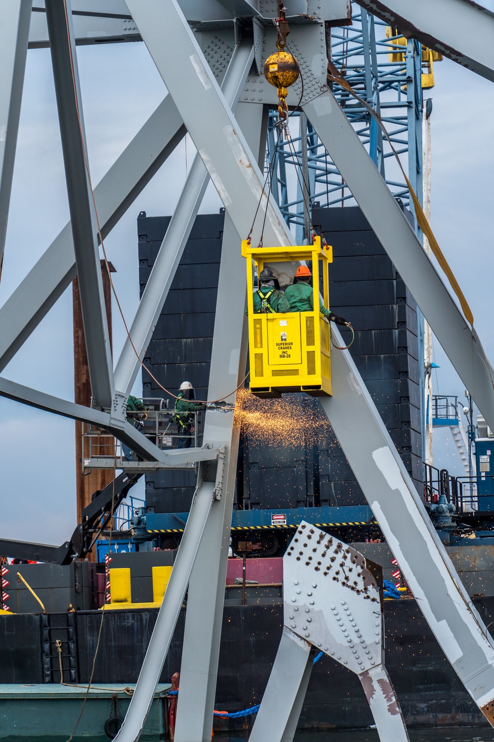 Portions of Key Bridge removed by salvage operations personnel