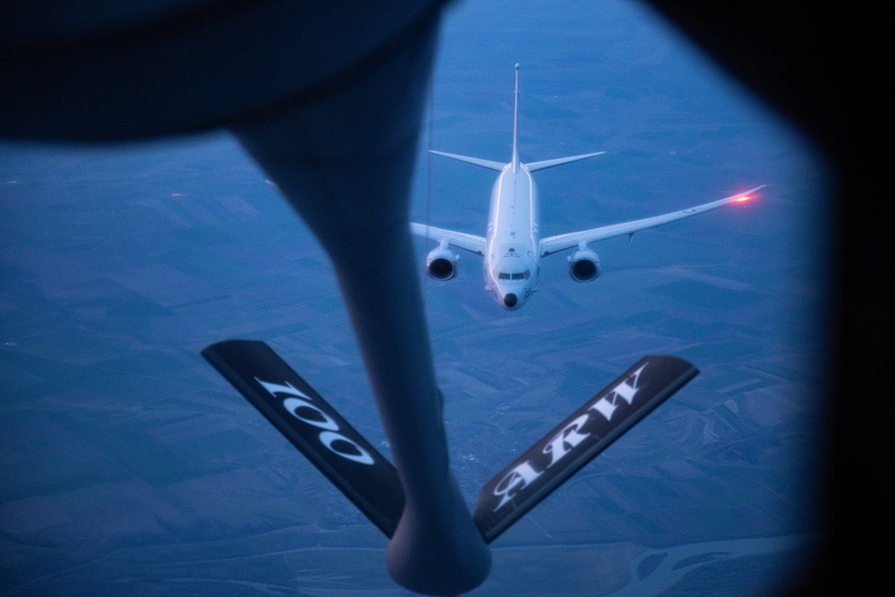 The Mission Never Sleeps: 100th ARW refuels U.S. Navy P-8 Poseidon