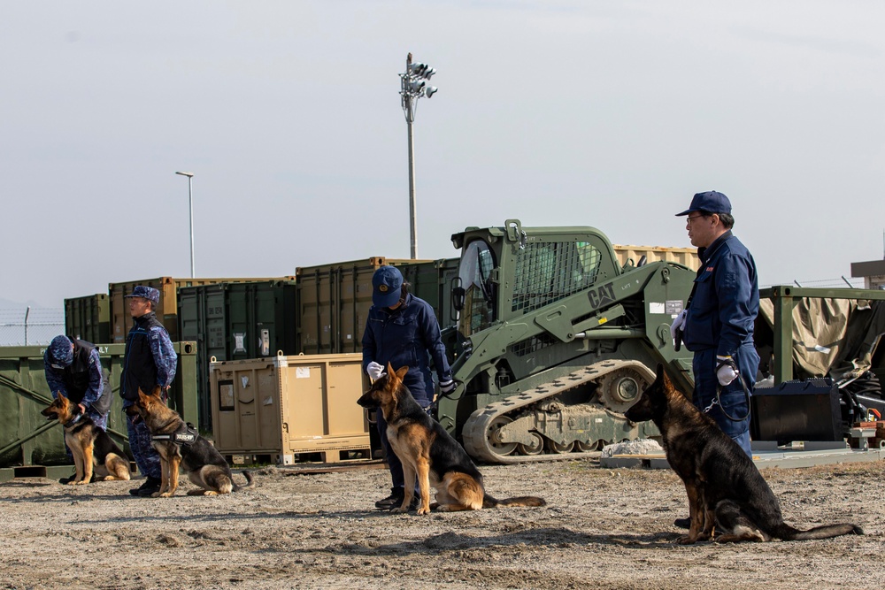 All Bite: U.S. Marines train Japan Maritime Self-Defense Force military working dogs to identify improvised explosive devices.