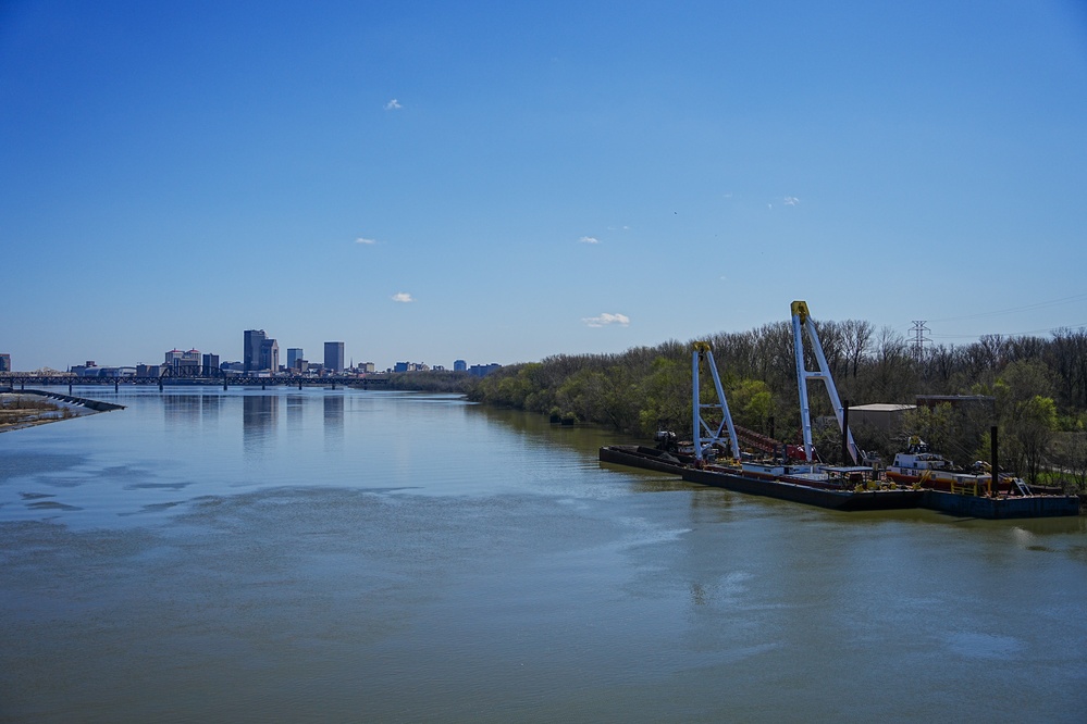 Salvage operations continue for barges at McAlpine Lock and Dam