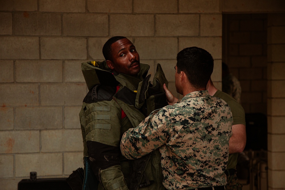 US Marines with Marine Wing Support Squadron 172 train to counter the threat of improvised explosive devices