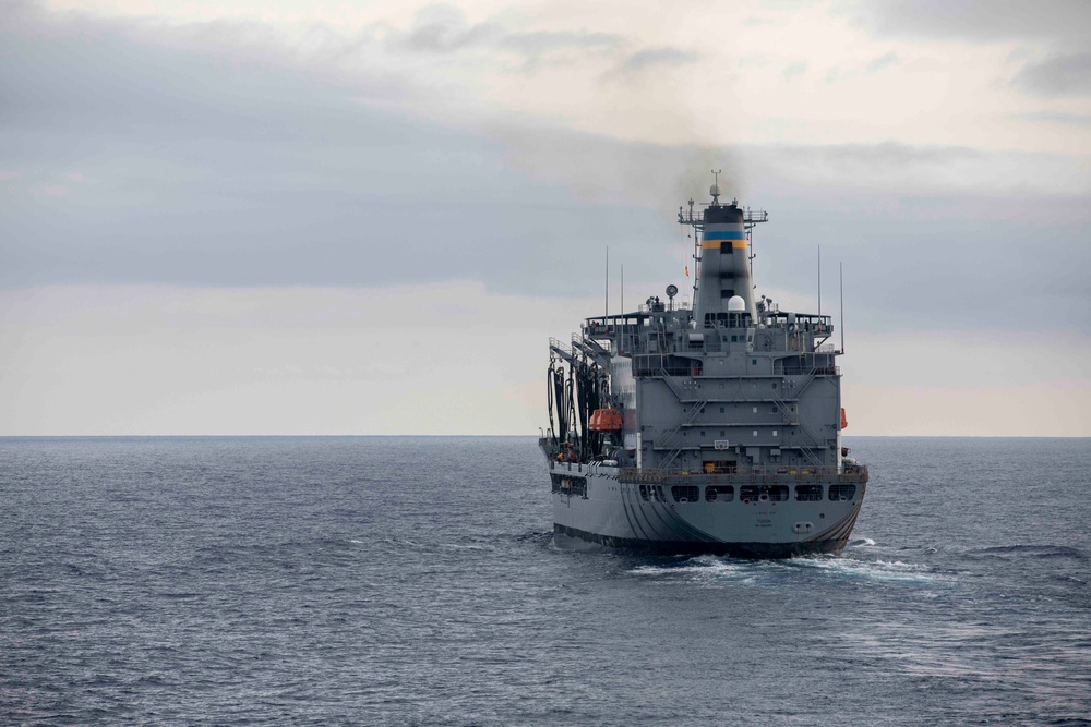 USS Ralph Johnson Conducts Replenishment-At-Sea with USNS Yukon.