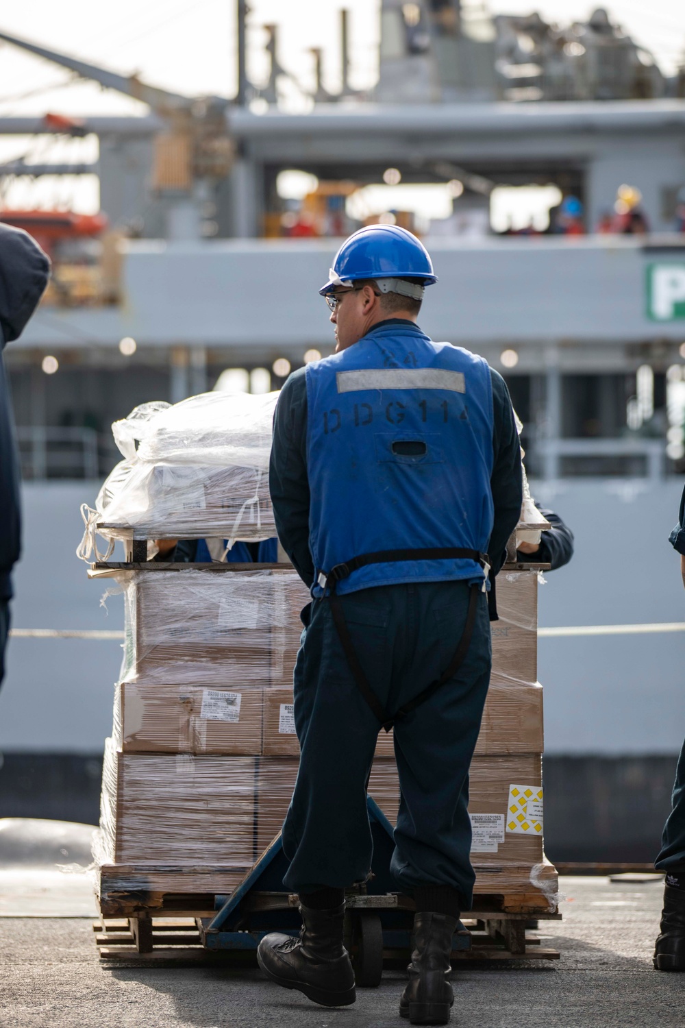 USS Ralph Johnson Conducts Replenishment-At-Sea with USNS Yukon.