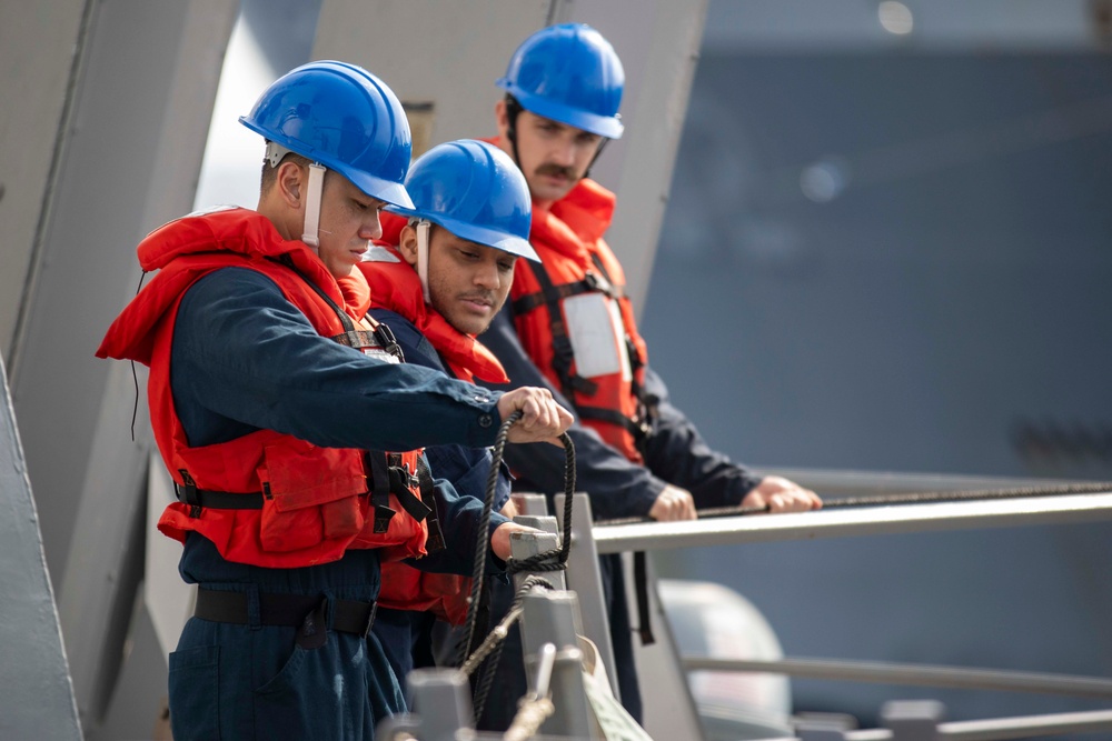 USS Ralph Johnson Conducts Replenishment-At-Sea with USNS Yukon.