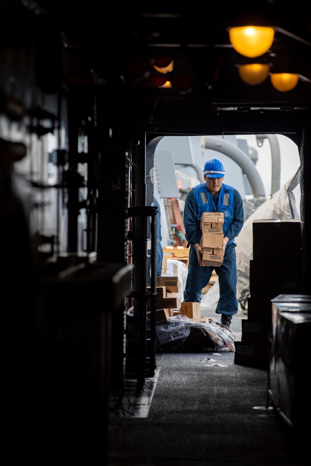 USS Ralph Johnson Conducts Replenishment-At-Sea with USNS Yukon.