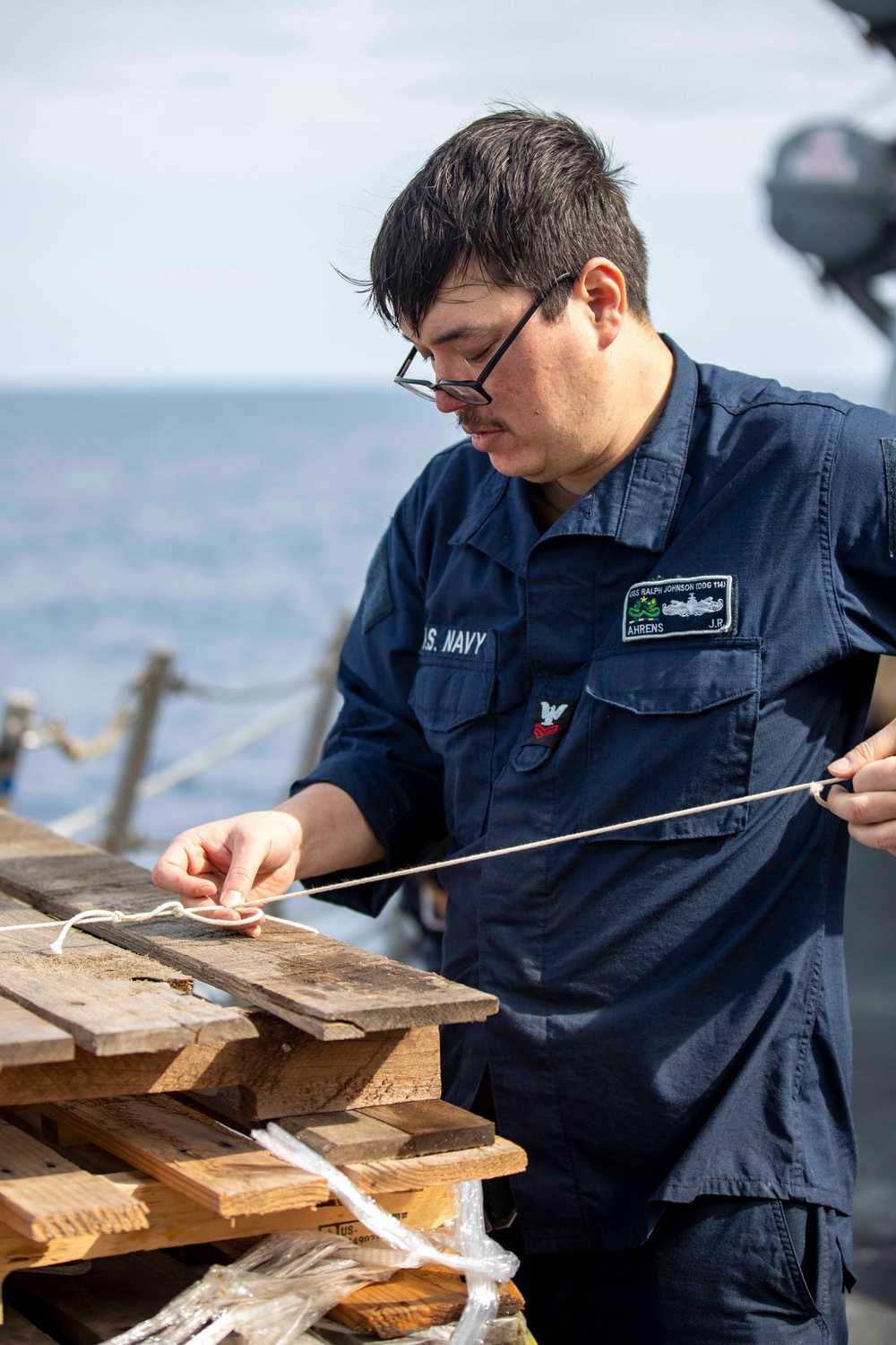 USS Ralph Johnson Conducts Replenishment-At-Sea with USNS Yukon.