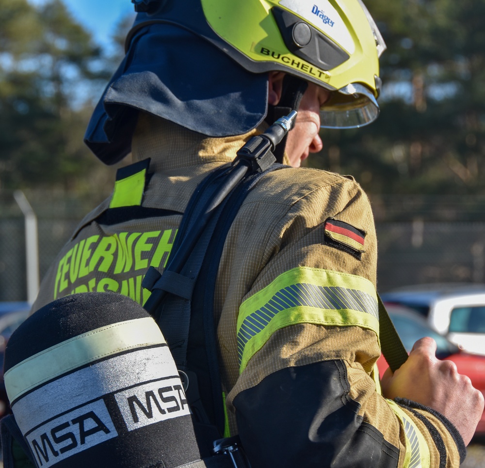 Bundeswehr Firefighters suit up for training at USAG Ansbach