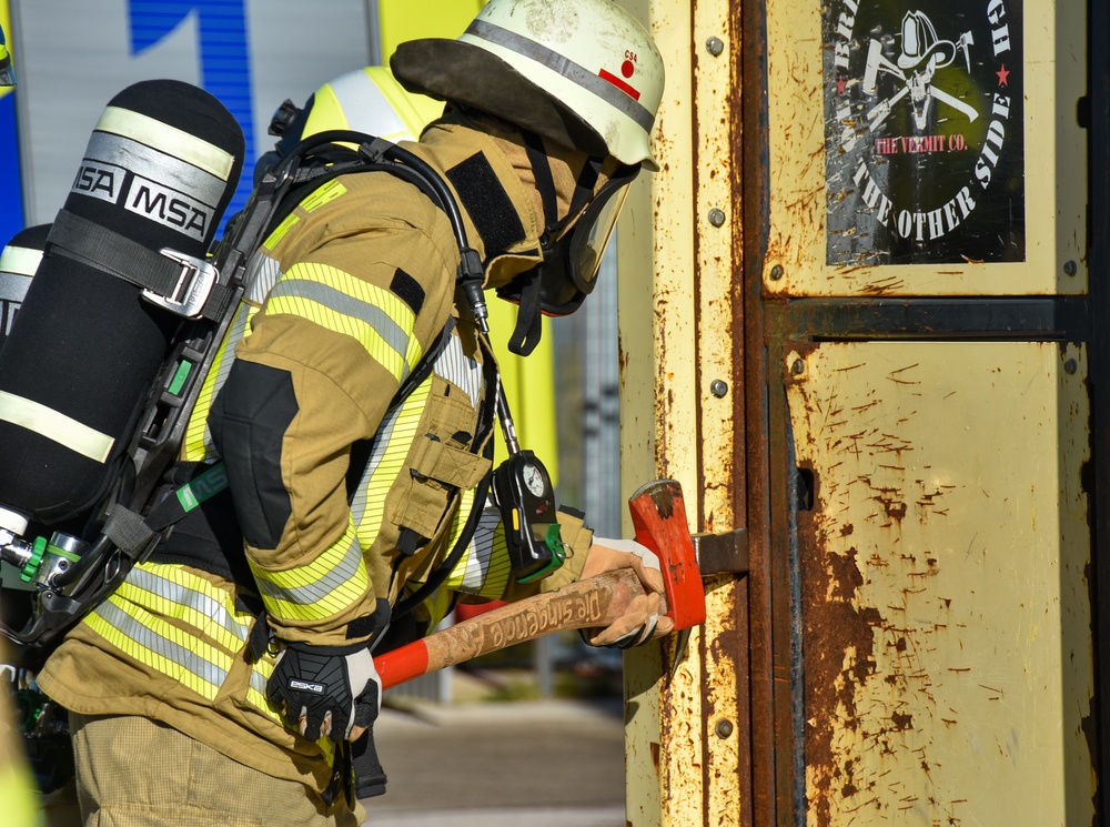 Bundeswehr Firefighters suit up for training at USAG Ansbach