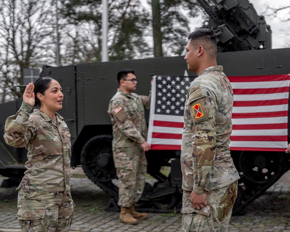 10th AAMDC Cpl. Michael James reenlistment ceremony