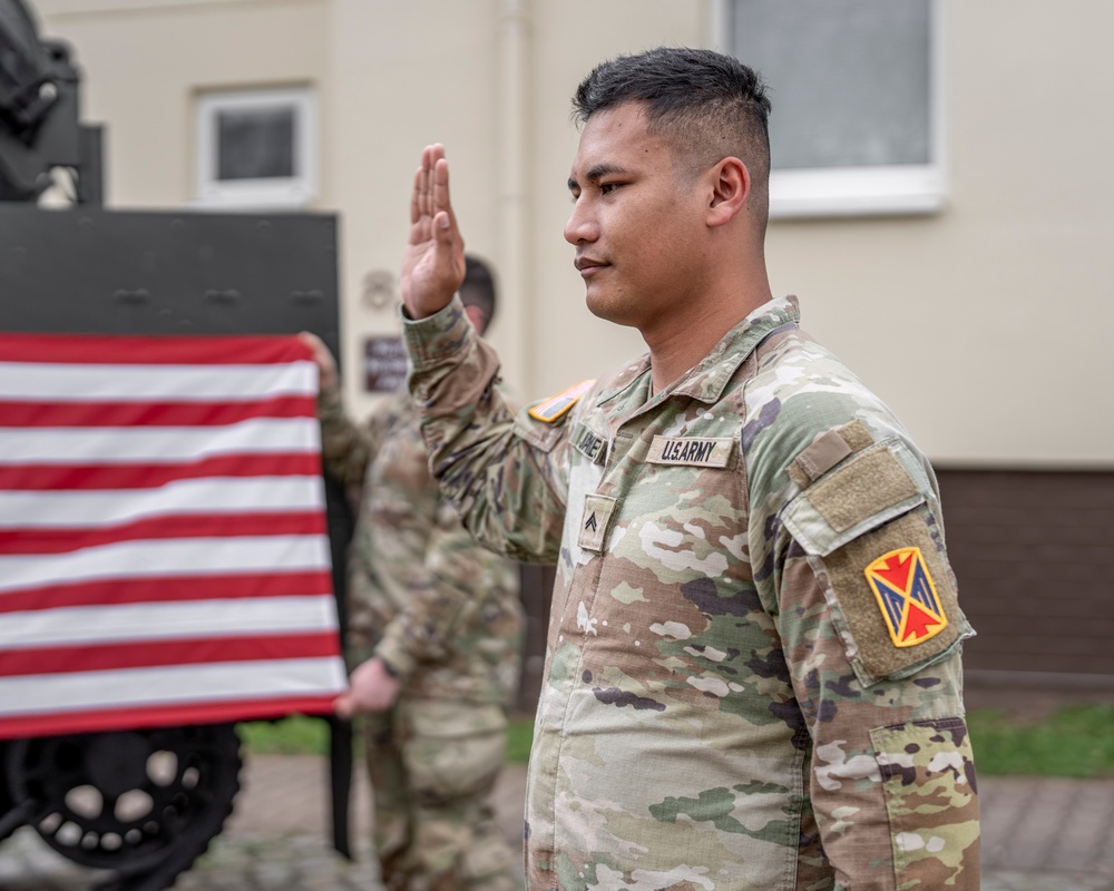 10th AAMDC Cpl. Michael James reenlistment ceremony