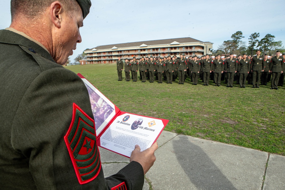 2d Battalion, 6th Marines conduct French Fourragere Ceremony