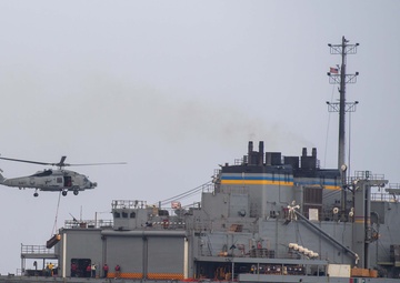 USS Mason Conducts A Replenishment at  Sea With USNS Supply in the Red Sea