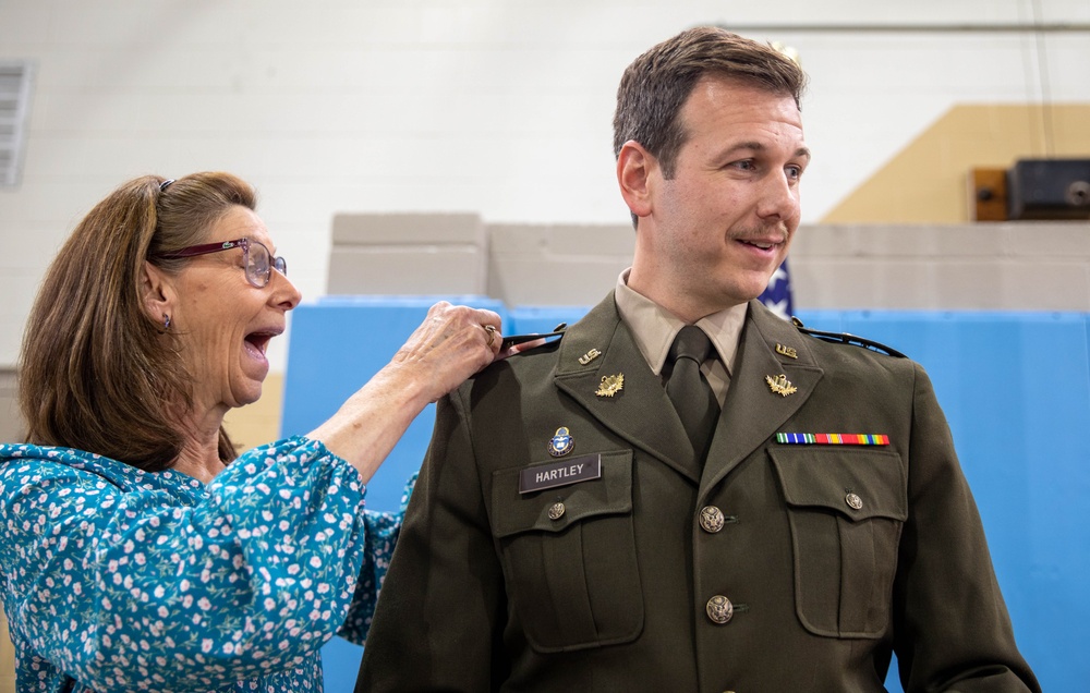 Newly promoted CPT Mike Hartley was appointed into the Chaplain corps during a ceremony