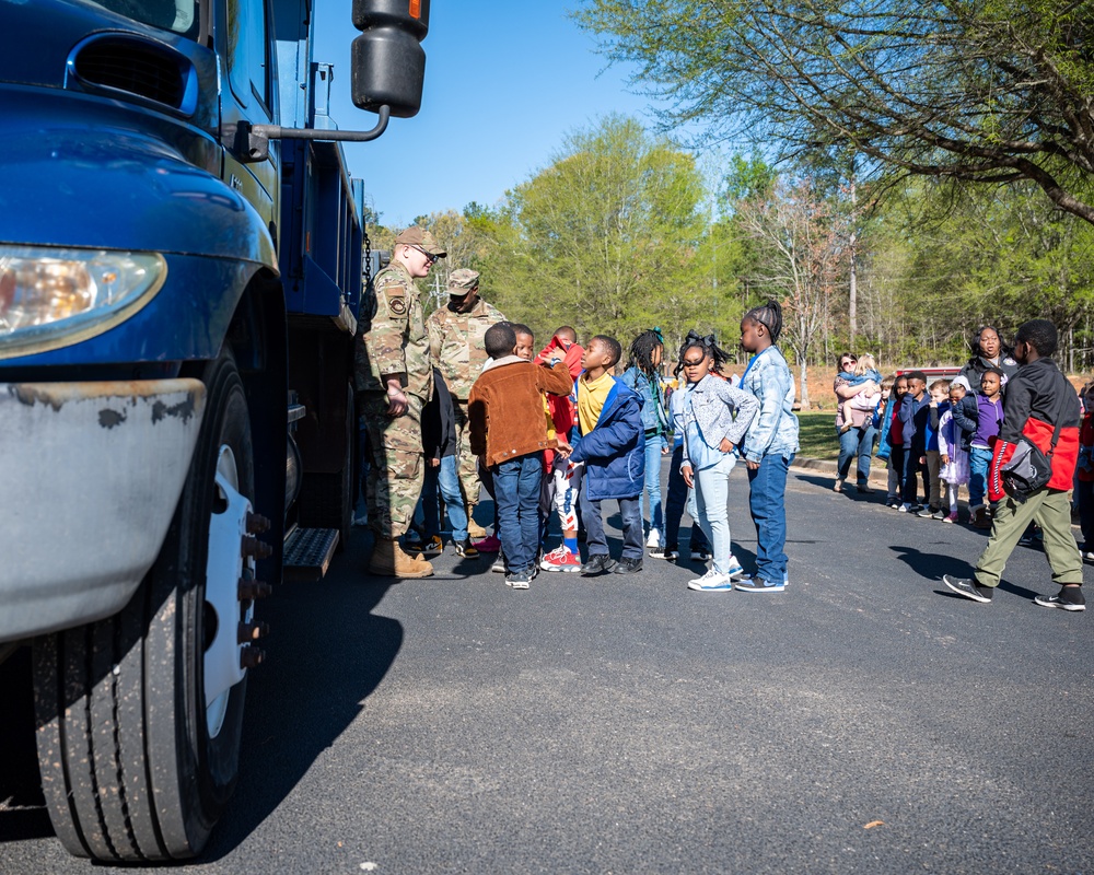 Photo of Georgia Air National Guard Airmen participating in Careers on Wheels event at Heritage Elementary School