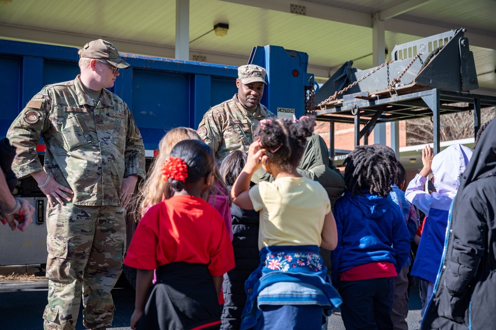 Photo of Georgia Air National Guard Airmen participating in Careers on Wheels event at Heritage Elementary School