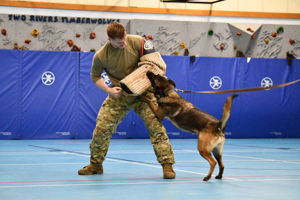 Military working dogs visit Two Rivers School in Alaska
