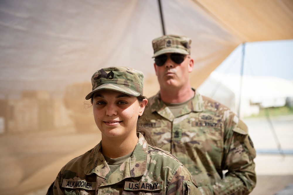 Headquarters Support Company, Headquarters and Headquarters Battalion, 34th Infantry Division recognizes NCO of the Month for March