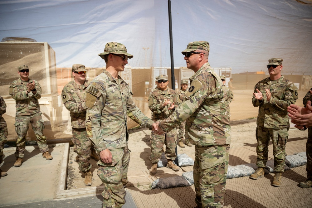 Alpha Company, Headquarters and Headquarters Battalion, 34th Infantry Division recognizes Soldier of the Month for March
