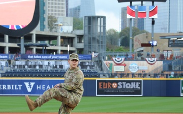 Tennessee Guardsman throws first pitch for the Nashville Sounds