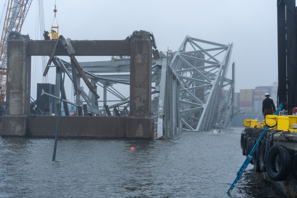 Key Bridge debris removal continues