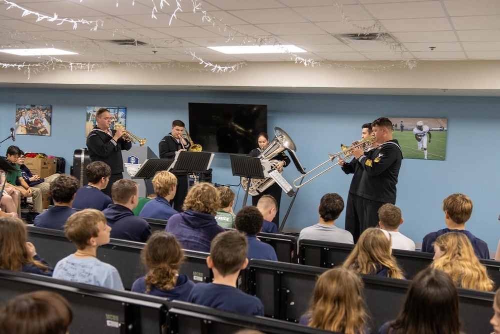 Navy Band Southeast Windward Brass Quintet performs for Cornerstone Classical Academy