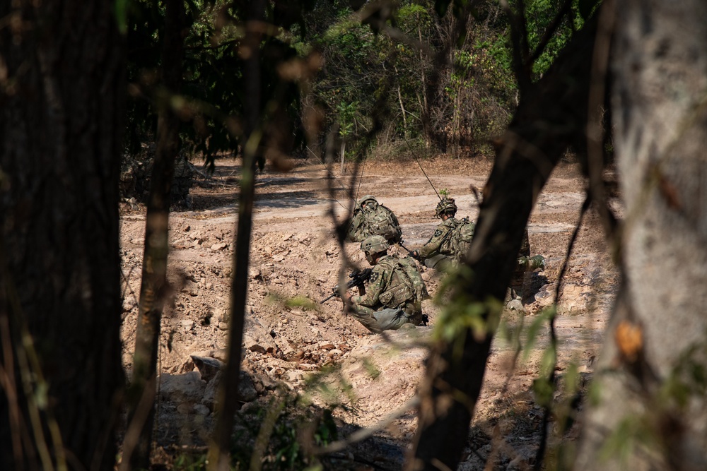 2-2 SBCT platoon live fire exercises in Sa Kaeo Province during Cobra Gold 2024