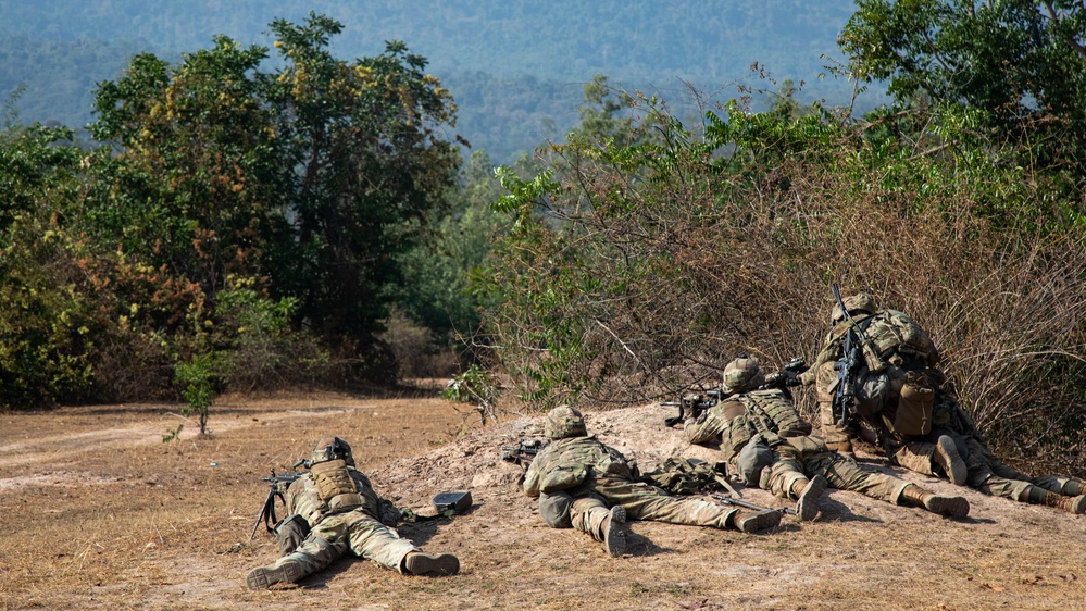 2-2 SBCT platoon live fire exercises in Sa Kaeo Province during Cobra Gold 2024