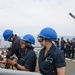 Sailors aboard the USS Howard conduct a sea and anchor detail in Okinawa, Japan