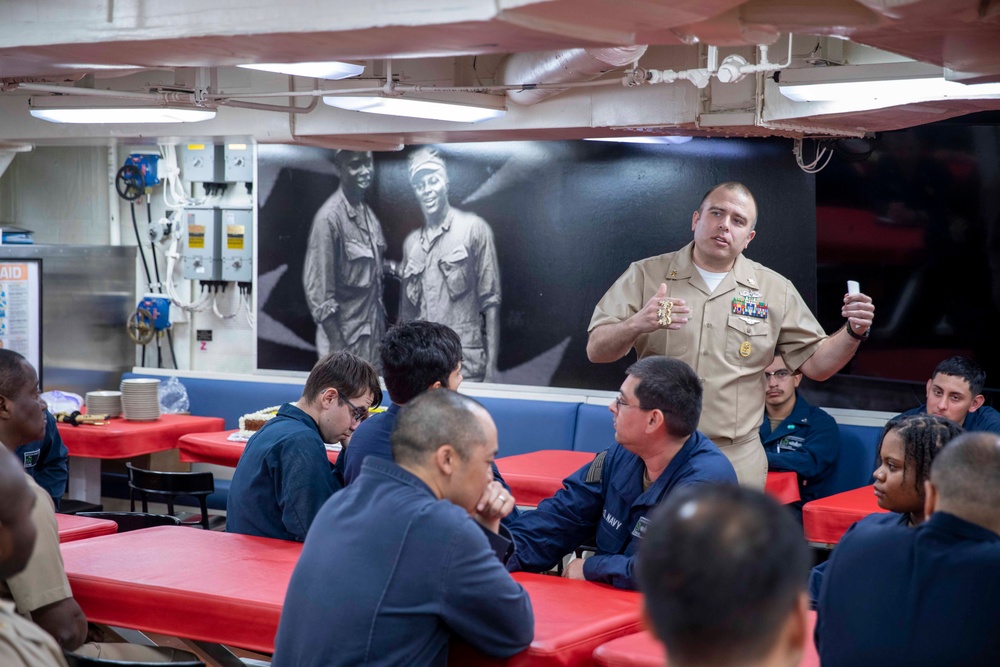 USS Ralph Johnson Conducts a Birthday Celebration for the Rank of Chief Petty Officer