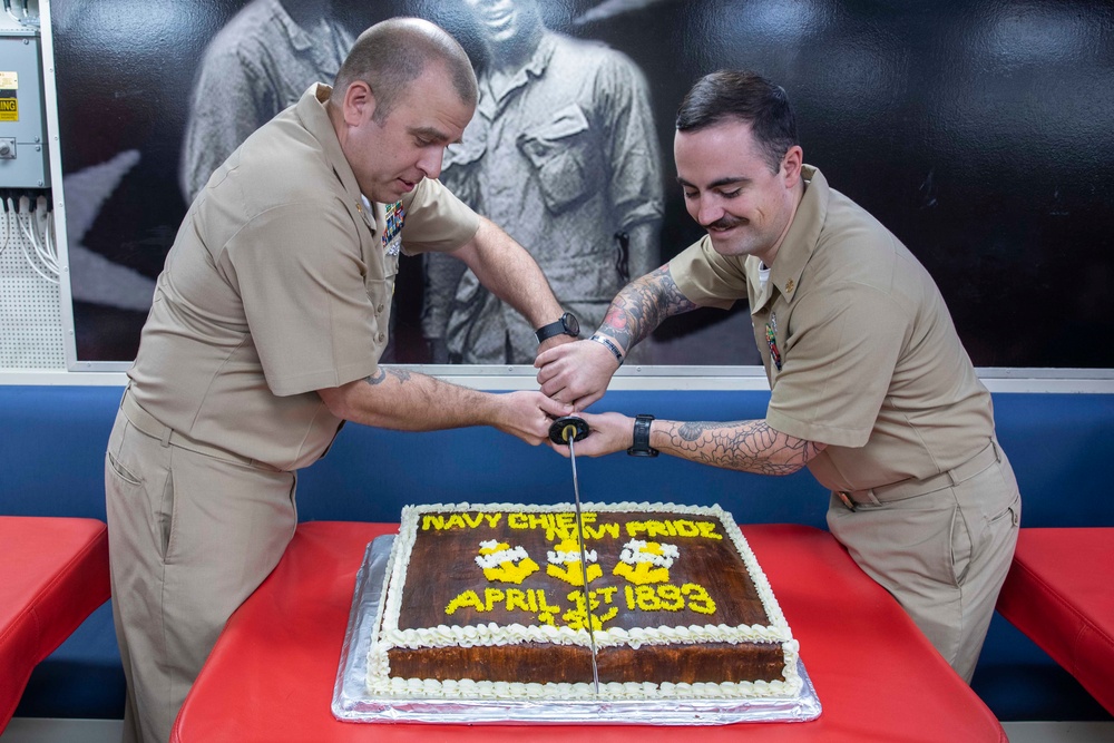 USS Ralph Johnson Conducts a Birthday Celebration for the Rank of Chief Petty Officer