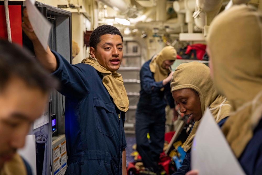 USS Ralph Johnson Conducts a General Quarters Drill