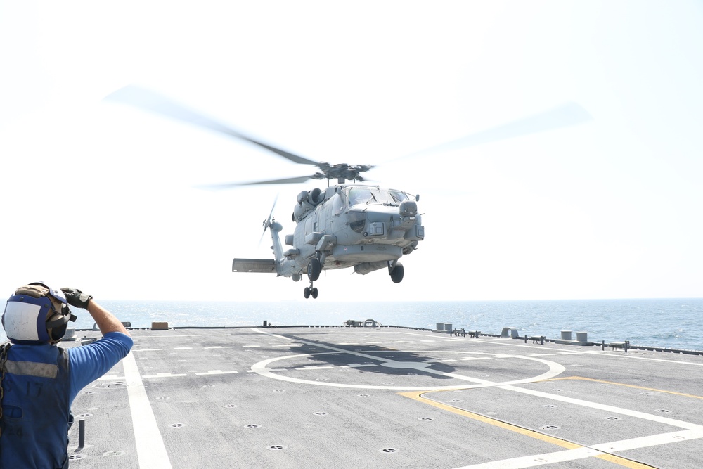 USS Indianapolis Conducts Flight Deck Landing Qualifications with Royal Saudi Naval Forces in the Arabian Gulf