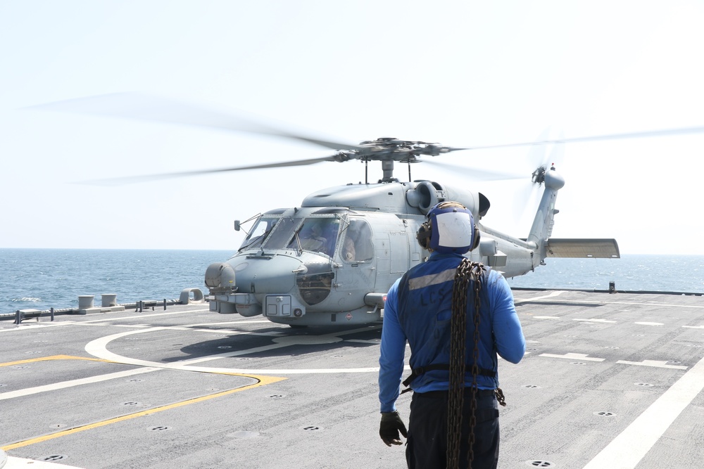 USS Indianapolis Conducts Flight Deck Landing Qualifications with Royal Saudi Naval Forces in the Arabian Gulf