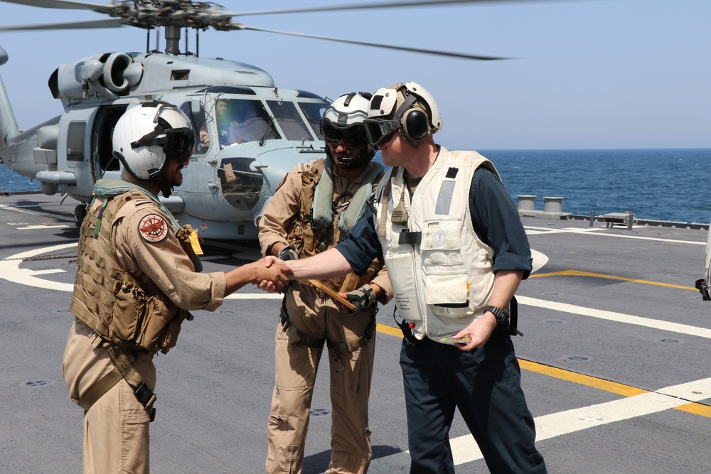 USS Indianapolis Conducts Flight Deck Landing Qualifications with Royal Saudi Naval Forces in the Arabian Gulf