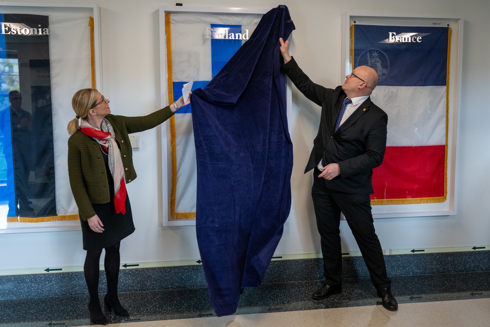 DASD for European and NATO Policy delivers remarks at Sweden, Finland flag unfurling