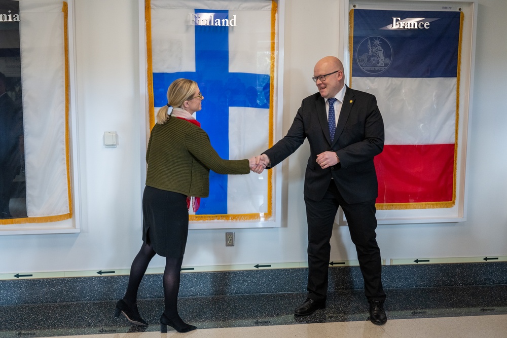 DASD for European and NATO Policy delivers remarks at Sweden, Finland flag unfurling