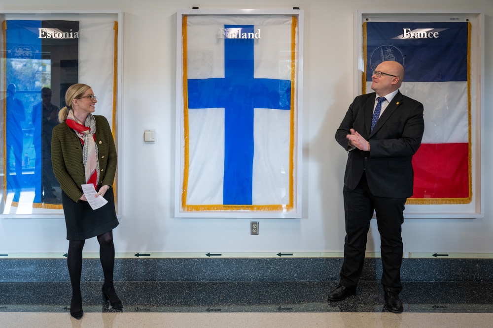 DASD for European and NATO Policy delivers remarks at Sweden, Finland flag unfurling