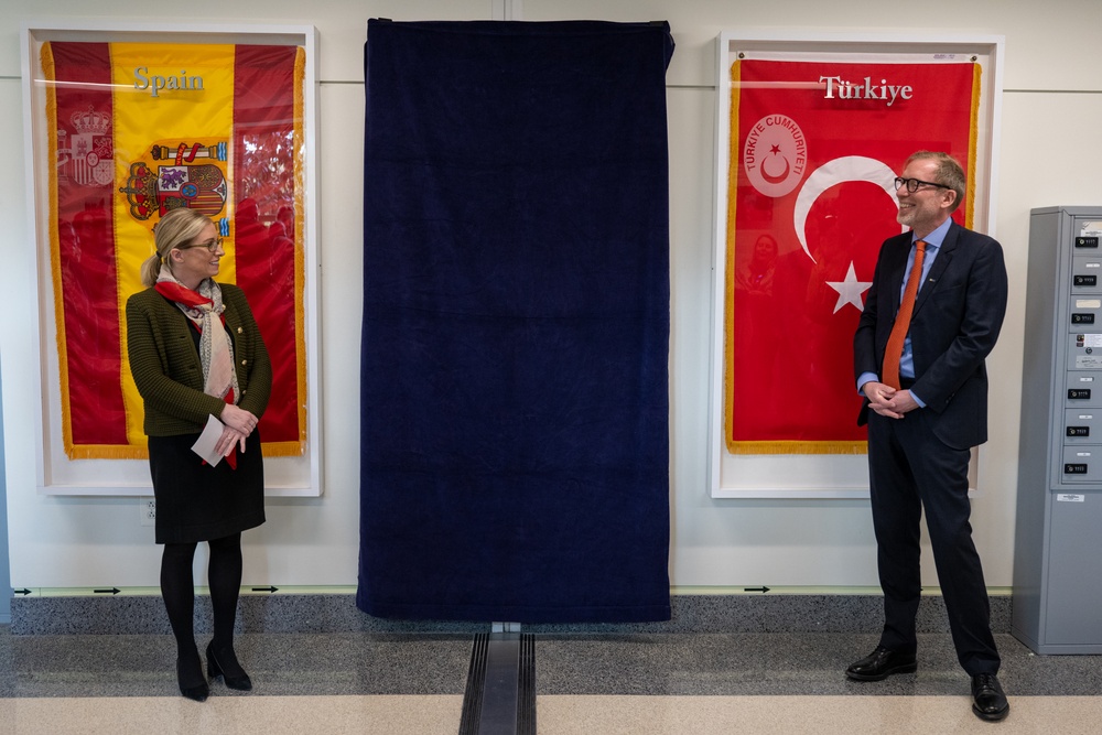 DASD for European and NATO Policy delivers remarks at Sweden, Finland flag unfurling