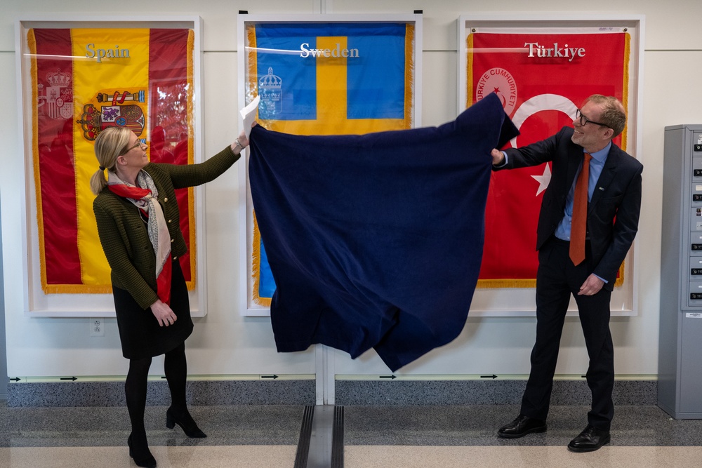 DASD for European and NATO Policy delivers remarks at Sweden, Finland flag unfurling