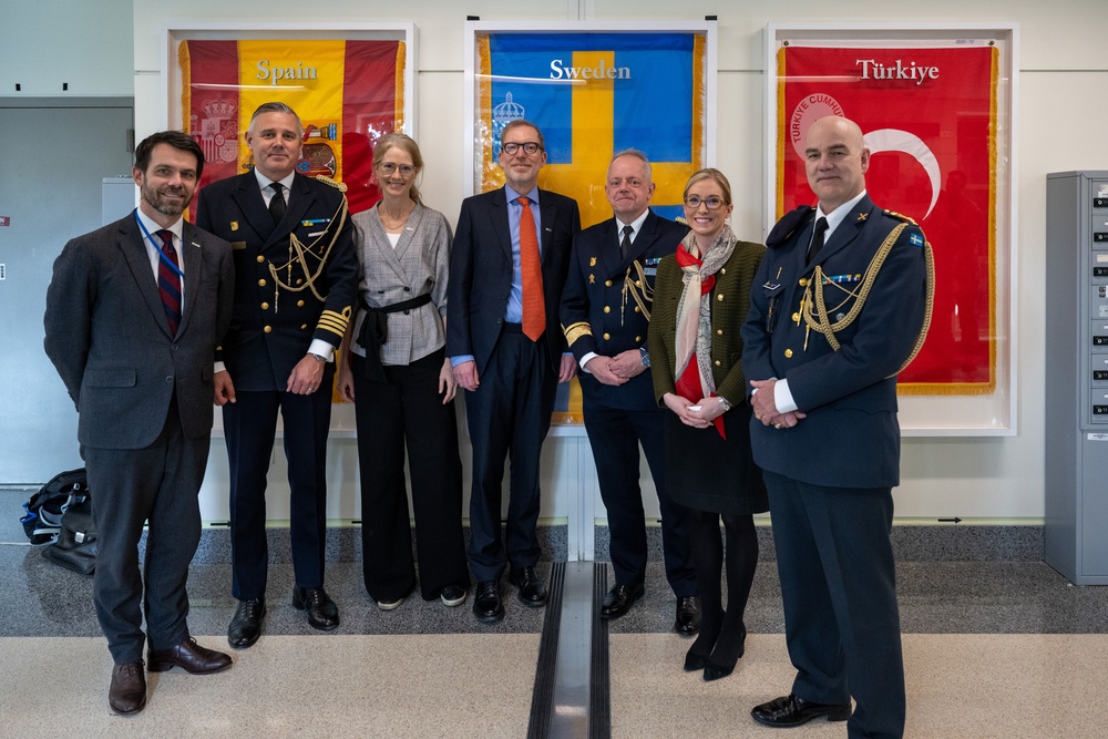 DASD for European and NATO Policy delivers remarks at Sweden, Finland flag unfurling