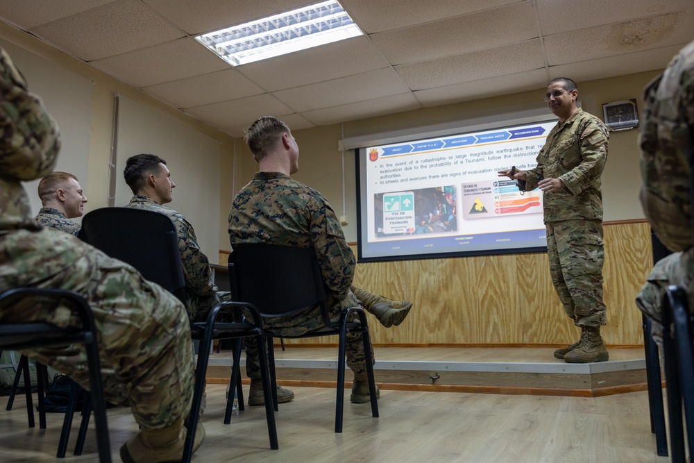 U.S. Marines with 25th Marine Regiment conduct an Amphibious Intelligence SMEE with Chilean Marines