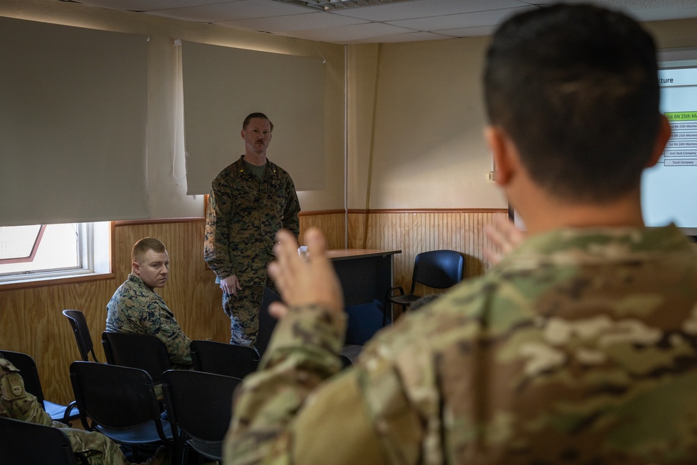 U.S. Marines with 25th Marine Regiment conduct an Amphibious Intelligence SMEE with Chilean Marines