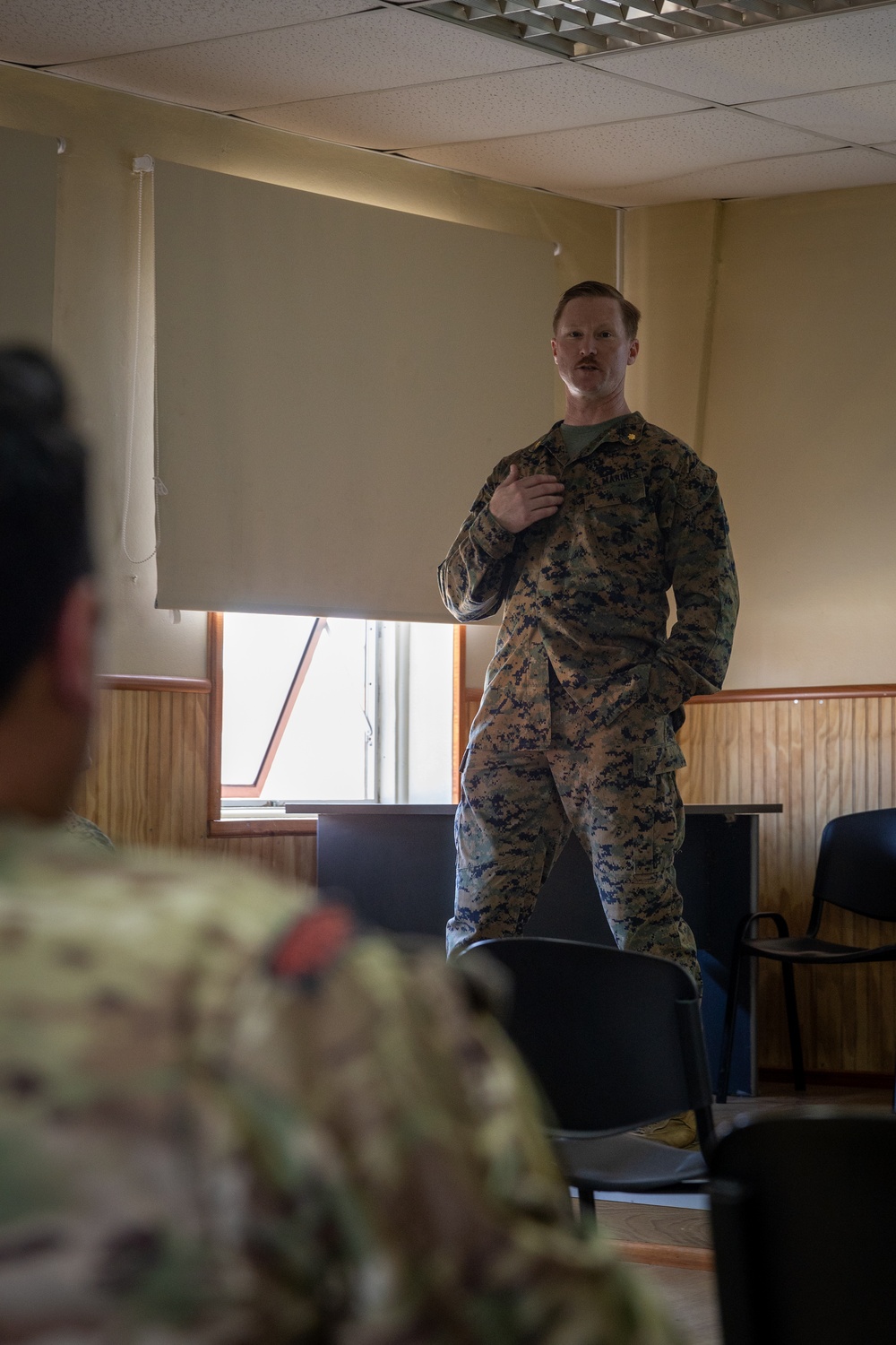 U.S. Marines with 25th Marine Regiment conduct an Amphibious Intelligence SMEE with Chilean Marines