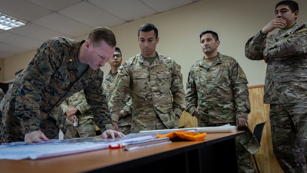 U.S. Marines with 25th Marine Regiment conduct an Amphibious Intelligence SMEE with Chilean Marines