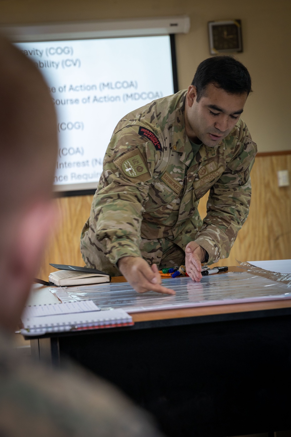 U.S. Marines with 25th Marine Regiment conduct an Amphibious Intelligence SMEE with Chilean Marines