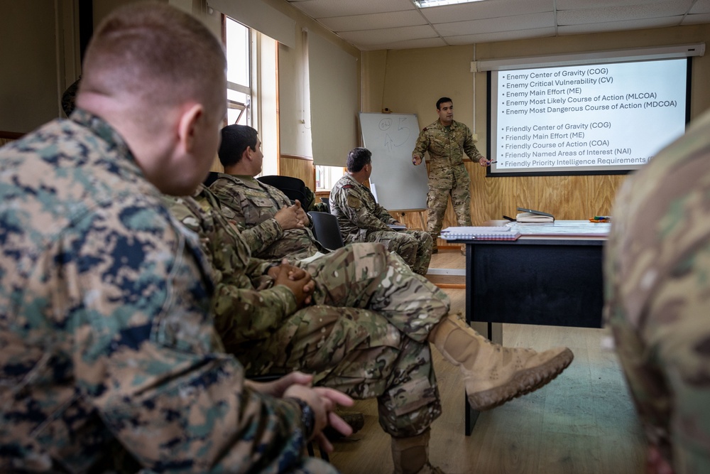 U.S. Marines with 25th Marine Regiment conduct an Amphibious Intelligence SMEE with Chilean Marines