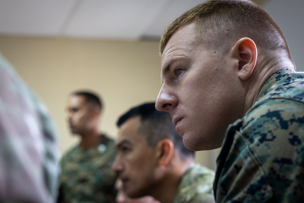 U.S. Marines with 25th Marine Regiment conduct an Amphibious Intelligence SMEE with Chilean Marines